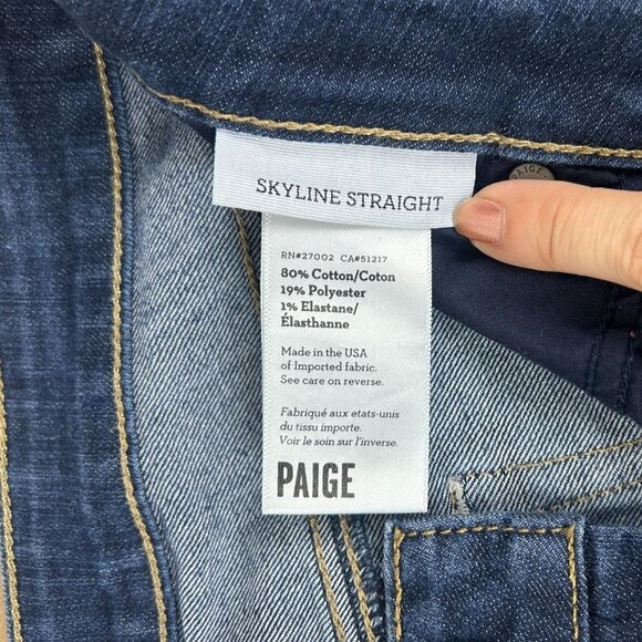 Paige Skyline Straight Jeans Womens 30 Blue Five Pocket Zip Fly Stretch - Picture 4 of 9